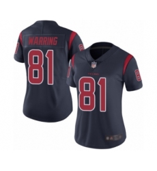 Women's Houston Texans #81 Kahale Warring Limited Navy Blue Rush Vapor Untouchable Football Jersey