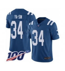 Men's Indianapolis Colts #34 Rock Ya-Sin Royal Blue Team Color Vapor Untouchable Limited Player 100th Season Football Jersey