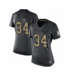 Women's Indianapolis Colts #34 Rock Ya-Sin Limited Black 2016 Salute to Service Football Jersey