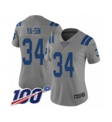 Women's Indianapolis Colts #34 Rock Ya-Sin Limited Gray Inverted Legend 100th Season Football Jersey