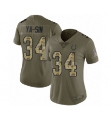 Women's Indianapolis Colts #34 Rock Ya-Sin Limited Olive Camo 2017 Salute to Service Football Jersey
