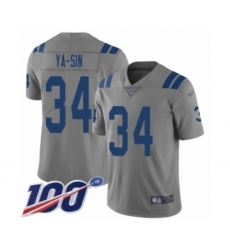 Youth Indianapolis Colts #34 Rock Ya-Sin Limited Gray Inverted Legend 100th Season Football Jersey