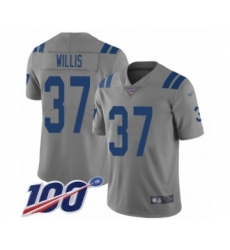 Men's Indianapolis Colts #37 Khari Willis Limited Gray Inverted Legend 100th Season Football Jersey