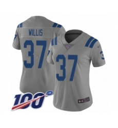 Women's Indianapolis Colts #37 Khari Willis Limited Gray Inverted Legend 100th Season Football Jersey