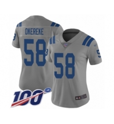 Women's Indianapolis Colts #58 Bobby Okereke Limited Gray Inverted Legend 100th Season Football Jersey