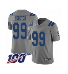 Men's Indianapolis Colts #99 Justin Houston Limited Gray Inverted Legend 100th Season Football Jersey