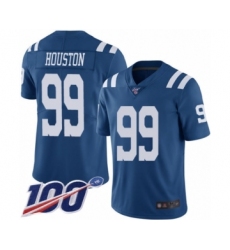 Men's Indianapolis Colts #99 Justin Houston Limited Royal Blue Rush Vapor Untouchable 100th Season Football Jersey