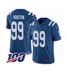 Men's Indianapolis Colts #99 Justin Houston Royal Blue Team Color Vapor Untouchable Limited Player 100th Season Football Jersey