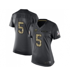 Women's Los Angeles Rams #5 Blake Bortles Limited Black 2016 Salute to Service Football Jersey
