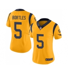 Women's Los Angeles Rams #5 Blake Bortles Limited Gold Rush Vapor Untouchable Football Jersey
