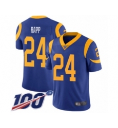 Men's Los Angeles Rams #24 Taylor Rapp Royal Blue Alternate Vapor Untouchable Limited Player 100th Season Football Jersey