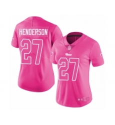 Women's Los Angeles Rams #27 Darrell Henderson Limited Pink Rush Fashion Football Jersey