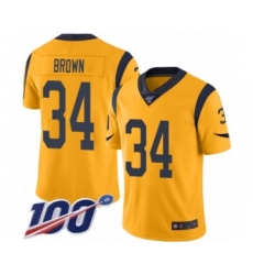 Men's Los Angeles Rams #34 Malcolm Brown Limited Gold Rush Vapor Untouchable 100th Season Football Jersey