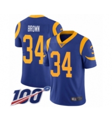 Men's Los Angeles Rams #34 Malcolm Brown Royal Blue Alternate Vapor Untouchable Limited Player 100th Season Football Jersey