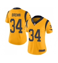 Women's Los Angeles Rams #34 Malcolm Brown Limited Gold Rush Vapor Untouchable Football Jersey