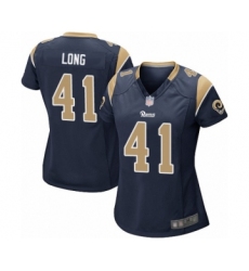 Women's Los Angeles Rams #41 David Long Game Navy Blue Team Color Football Jersey