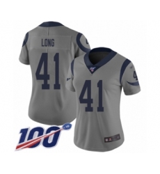 Women's Los Angeles Rams #41 David Long Limited Gray Inverted Legend 100th Season Football Jersey