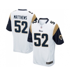 Men's Los Angeles Rams #52 Clay Matthews Game White Football Jersey