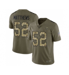 Men's Los Angeles Rams #52 Clay Matthews Limited Olive Camo 2017 Salute to Service Football Jersey