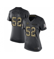 Women's Los Angeles Rams #52 Clay Matthews Limited Black 2016 Salute to Service Football Jersey