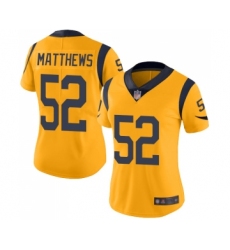 Women's Los Angeles Rams #52 Clay Matthews Limited Gold Rush Vapor Untouchable Football Jersey