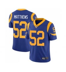 Youth Los Angeles Rams #52 Clay Matthews Royal Blue Alternate Vapor Untouchable Limited Player Football Jersey