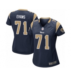 Women's Los Angeles Rams #71 Bobby Evans Game Navy Blue Team Color Football Jersey