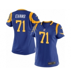 Women's Los Angeles Rams #71 Bobby Evans Game Royal Blue Alternate Football Jersey