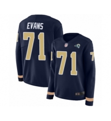 Women's Los Angeles Rams #71 Bobby Evans Limited Navy Blue Therma Long Sleeve Football Jersey