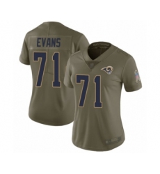 Women's Los Angeles Rams #71 Bobby Evans Limited Olive 2017 Salute to Service Football Jersey