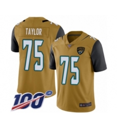 Men's Jacksonville Jaguars #75 Jawaan Taylor Limited Gold Rush Vapor Untouchable 100th Season Football Jersey