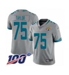 Youth Jacksonville Jaguars #75 Jawaan Taylor Silver Inverted Legend Limited 100th Season Football Jersey