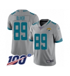 Men's Jacksonville Jaguars #89 Josh Oliver Silver Inverted Legend Limited 100th Season Football Jersey