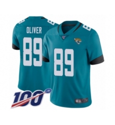 Men's Jacksonville Jaguars #89 Josh Oliver Teal Green Alternate Vapor Untouchable Limited Player 100th Season Football Jersey
