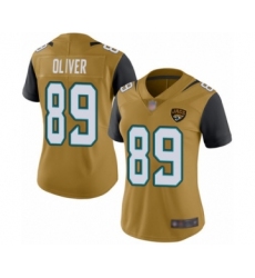 Women's Jacksonville Jaguars #89 Josh Oliver Limited Gold Rush Vapor Untouchable Football Jersey