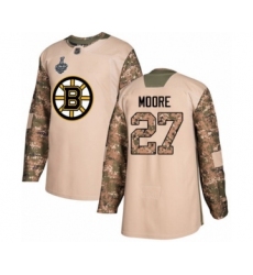Men's Boston Bruins #27 John Moore Authentic Camo Veterans Day Practice 2019 Stanley Cup Final Bound Hockey Jersey