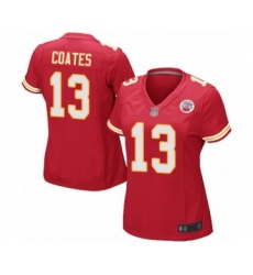 Women's Kansas City Chiefs #13 Sammie Coates Game Red Team Color Football Jersey