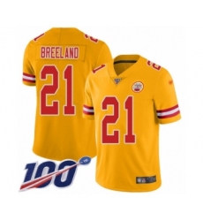Youth Kansas City Chiefs #21 Bashaud Breeland Limited Gold Inverted Legend 100th Season Football Jersey