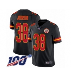 Men's Kansas City Chiefs #38 Dontae Johnson Limited Black Rush Vapor Untouchable 100th Season Football Jersey