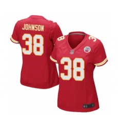 Women's Kansas City Chiefs #38 Dontae Johnson Game Red Team Color Football Jersey