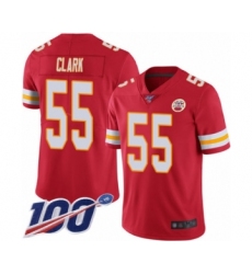 Men's Kansas City Chiefs #55 Frank Clark Red Team Color Vapor Untouchable Limited Player 100th Season Football Jersey