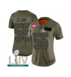 Women's Kansas City Chiefs #55 Frank Clark Limited Olive 2019 Salute to Service Super Bowl LIV Bound Football Jersey