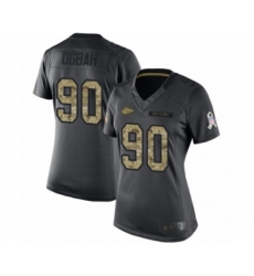Women's Kansas City Chiefs #90 Emmanuel Ogbah Limited Black 2016 Salute to Service Football Jersey