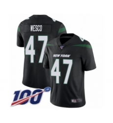 Men's New York Jets #47 Trevon Wesco Black Alternate Vapor Untouchable Limited Player 100th Season Football Jersey