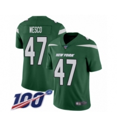 Men's New York Jets #47 Trevon Wesco Green Team Color Vapor Untouchable Limited Player 100th Season Football Jersey