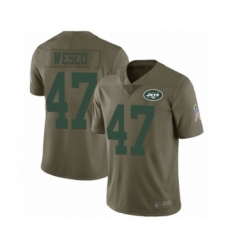 Youth New York Jets #47 Trevon Wesco Limited Olive 2017 Salute to Service Football Jersey