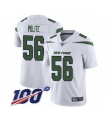 Men's New York Jets #56 Jachai Polite White Vapor Untouchable Limited Player 100th Season Football Jersey