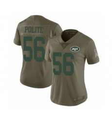 Women's New York Jets #56 Jachai Polite Limited Olive 2017 Salute to Service Football Jersey