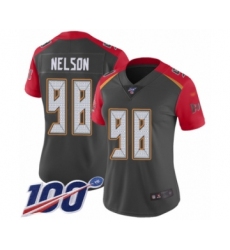 Women's Tampa Bay Buccaneers #98 Anthony Nelson Limited Gray Inverted Legend 100th Season Football Jersey