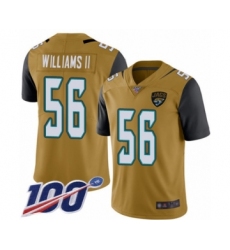 Men's Jacksonville Jaguars #56 Quincy Williams II Limited Gold Rush Vapor Untouchable 100th Season Football Jersey